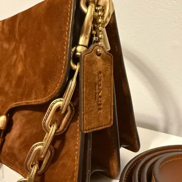 Coach Chain Tabby Shoulder Bag- Brass/Warm Brown - Picture 2 of 11